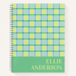 Modern Checker Blue Green Lime Personalized Notizblock