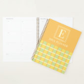 Modern Checker Green Yellow Orange Custom Monogram Planer (Anzeige)
