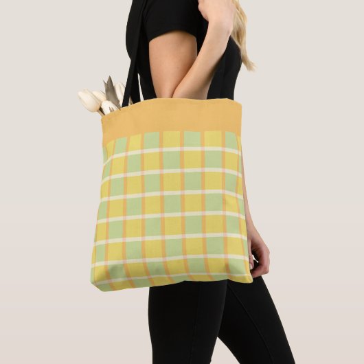 Modern Checker Green Yellow Orange Pattern Tasche (Von Nahem)