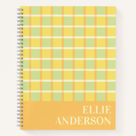 Modern Checker Green Yellow Orange Personalized Notizblock
