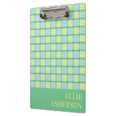 Modern Checker Pastel Blue Green Lime Custom Klemmbrett (Links)