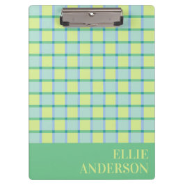 Modern Checker Pastel Blue Green Lime Custom Klemmbrett