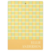 Modern Checker Pastel Green Yellow Orange Custom Klemmbrett (Rückseite)