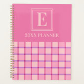Modern Checker Pink Purple Custom Monogram Planer (Vorderseite)
