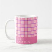 Modern Checker Pink Purple Personalized Kaffeetasse (Links)