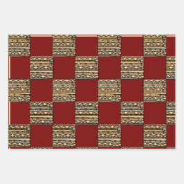 Modern Checkerboard Geometric pattern  Geschenkpapier Set