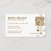 Modern Checkered Pattern Retro Influencer QR Code Visitenkarte (Rückseite)