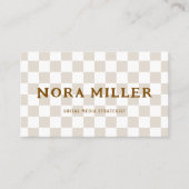 Modern Checkered Pattern Retro Influencer QR Code Visitenkarte (Vorderseite)