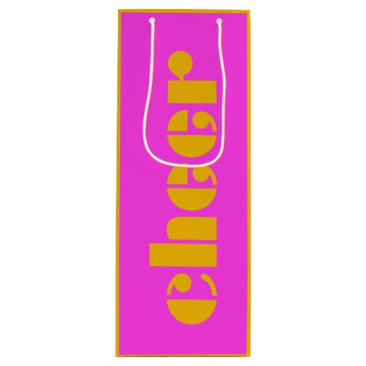 Modern Cheer Fuchsia Pink und Orange Geschenktüte Für Weinflaschen (Vorderseite)