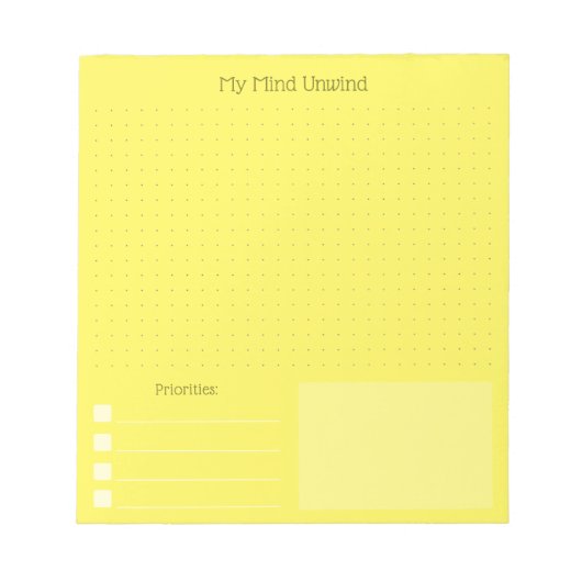 Modern Cheerful Yellow Brain Dump (Editable Text) Notizblock (Vorderseite)
