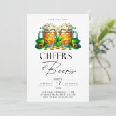 Modern Cheers and Beers St Patrick's Day Party Einladung (Stehend Vorderseite)