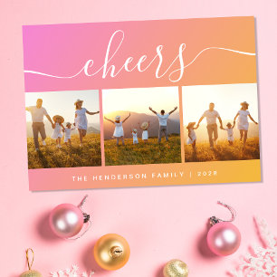 Modern Cheers Foto Pink Feiertagskarte