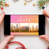 Modern Cheers Foto Pink Feiertagskarte