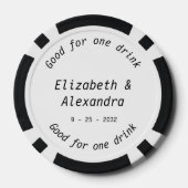 Modern Cheers Gin Tonic Drink Wedding Pokerchips (Rückseite)