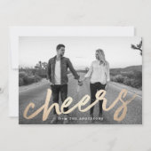 Modern Cheers Gold Luxe Foto Feiertagskarte (Vorderseite)