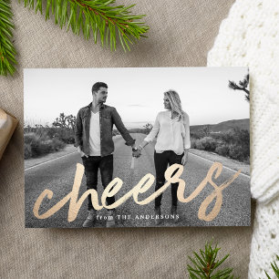 Modern Cheers Gold Luxe Foto Feiertagskarte