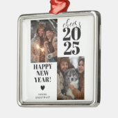 Modern Cheers Happy New Year Foto Ornament Aus Metall (Links)