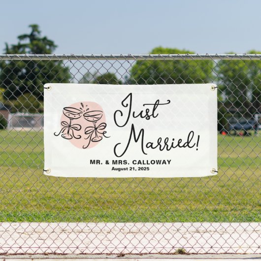 Modern Cheers Just Married Car Banner (Insitu)