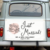Modern Cheers Just Married Car Banner