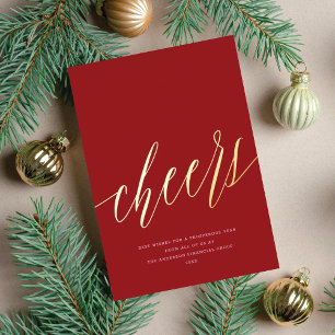 Modern Cheers Non-Foto Business Red Christmas Folien Feiertagskarte