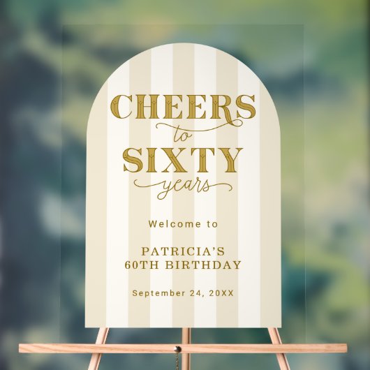 Modern Cheers Sixty Years 60TH Birthday Welcome  Acrylschild (Neutral)