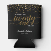 Modern Cheers to Gold Black Confetti 21. Geburtsta Dosenkühler (Rückseite)