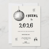 Modern Cheers to New Year 2026 Bold Typo Einladung (Vorderseite)