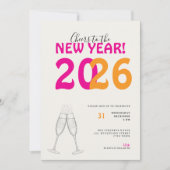 Modern Cheers to New Year Bold Typo Invitation Einladung (Vorderseite)
