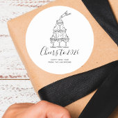 Modern Cheers to the New Year White Hand Drawn Runder Aufkleber