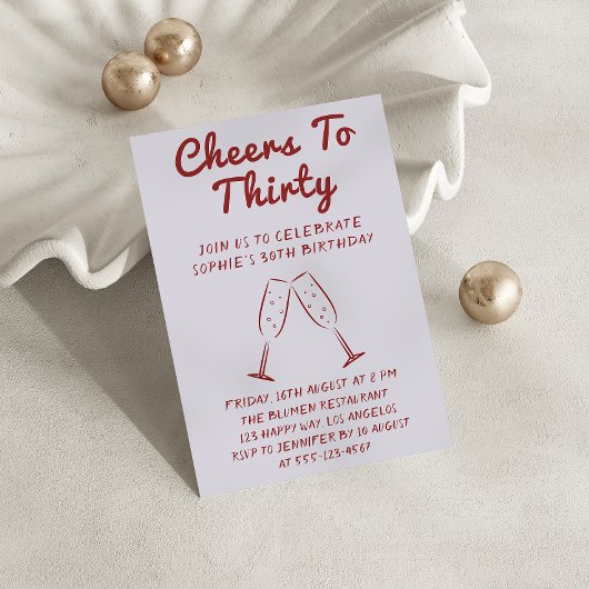 Modern “Cheers to Thirty” Wine 30th Birthday Party Einladung