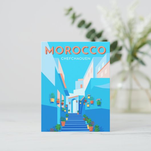 Modern Chefchaouen Marokko Postkarte (Stehend Vorderseite)