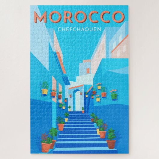 Modern Chefchaouen Marokko Reisen Puzzle (Vertikal)