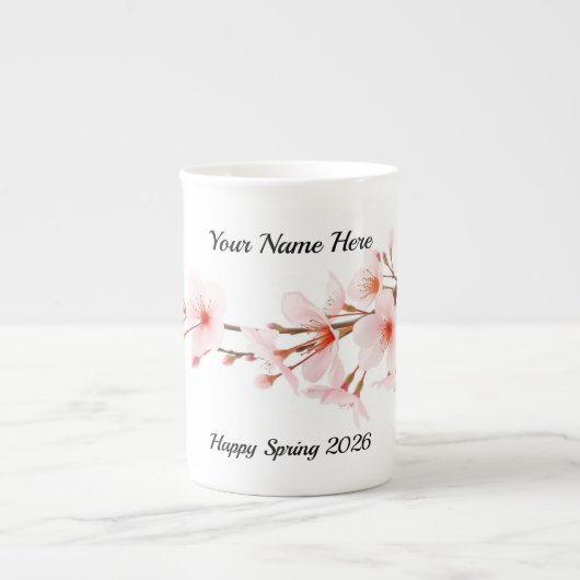 Modern Cherry Blossom Branch Personalized Porzellantasse (Vorderseite)