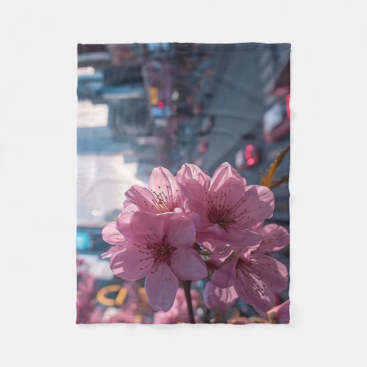 Modern Cherry Blossom Fleecedecke (Vorderseite)