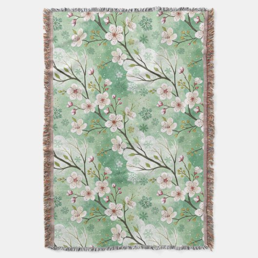 Modern Cherry Blossoms Winter Decke (Vorderseite Vertikal)