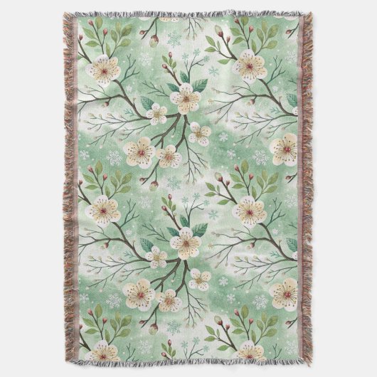 Modern Cherry Blossoms Winter Decke (Vorderseite Vertikal)