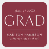 Modern Cherry Red Graduation Quadratischer Aufkleber (Vorderseite)