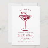 Modern Cherry Red Handschriftlich Save The Date (Vorderseite)