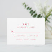 Modern Cherry Red Wedding | Wahl RSVP Karte (Stehend Vorderseite)