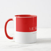 Modern Cherry Red White Custom Monogram Name & Job Tasse (Links)
