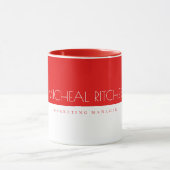 Modern Cherry Red White Custom Monogram Name & Job Tasse (Zentrum)