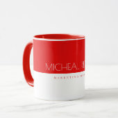 Modern Cherry Red White Custom Monogram Name & Job Tasse (Vorderseite Links)
