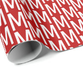 Modern Cherumriss rotes Monogramm-Muster Geschenkpapier (Rolleneckpunkt)