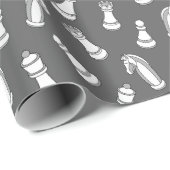 Modern Chess Pieces Pattern Wrapping Paper Geschenkpapier (Rolleneckpunkt)