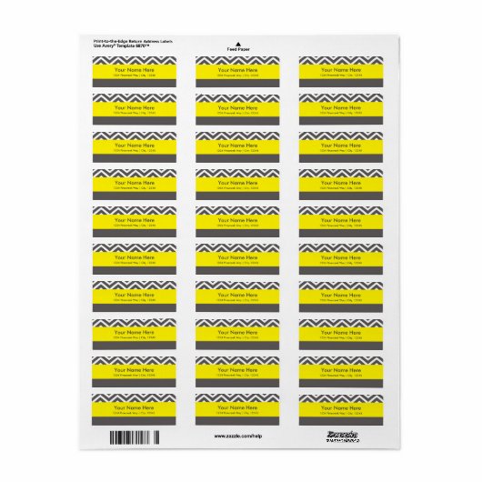 Modern Chevron Gray & Yellow Classiy Address Label (Vorne)