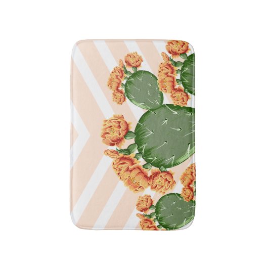 Modern Chevrons Prickly Pear Cactus Cactus Blume Badematte (Vorderseite Vertikal)