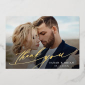 Modern Chic 2 Foto Gold Foil Danke Karte (Vorderseite)