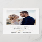 Modern Chic 2 Foto Gold Foil Danke Karte (Rückseite)