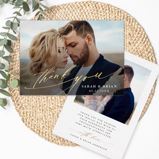 Modern Chic 2 Foto Gold Foil Danke Karte