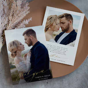 Modern Chic 2 Foto Gold Foil Danke Karte